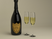 Champagne Dom Perignon Charme D'Irene Vintage 1979 and glasses