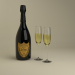 3d Champagne Dom Perignon Charme D'Irene Vintage 1979 and glasses model buy - render 3d Champagne Dom Perignon Charme D'Irene Vintage 1979 and glasses model buy - render