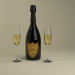 3d Champagne Dom Perignon Charme D'Irene Vintage 1979 and glasses model buy - render 3d Champagne Dom Perignon Charme D'Irene Vintage 1979 and glasses model buy - render