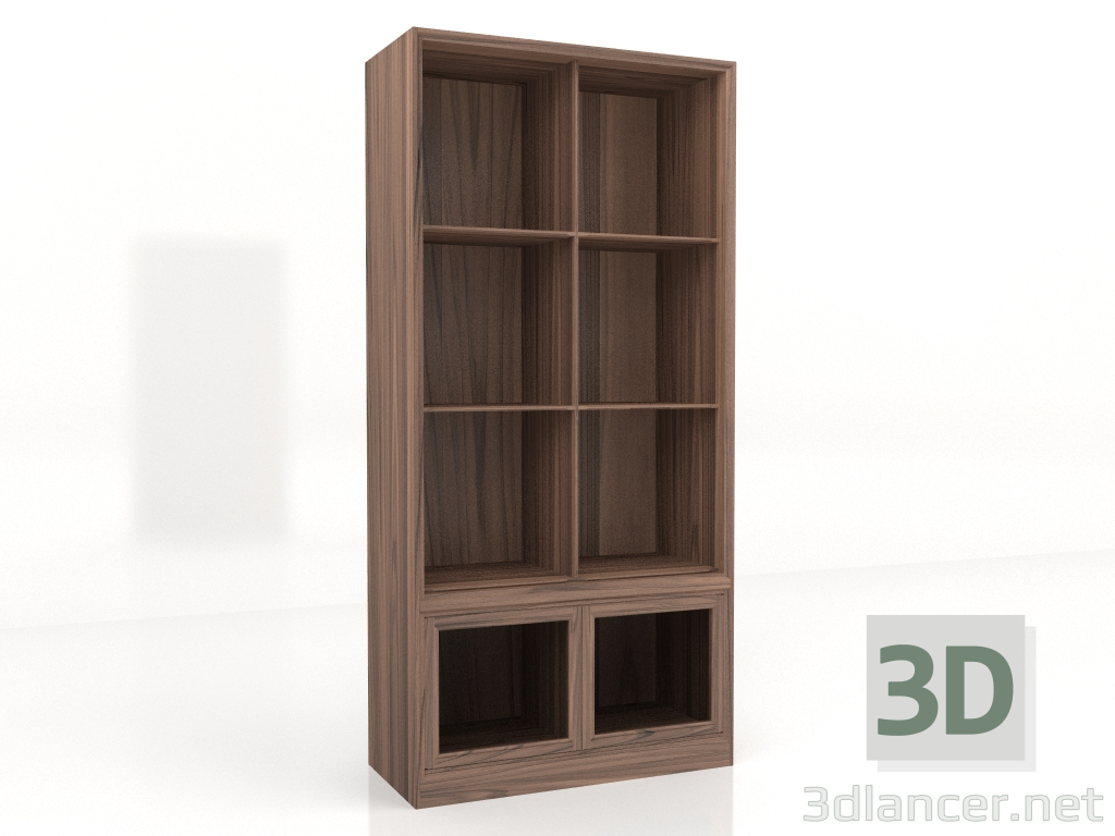 modello 3D Libreria fissa con anta bassa 100x46x210 - anteprima