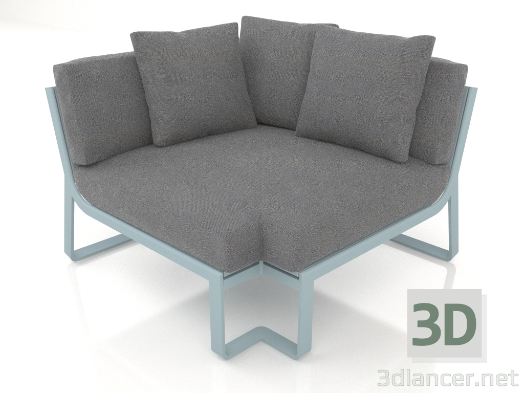modèle 3D Canapé modulable section 6 (Bleu gris) - preview