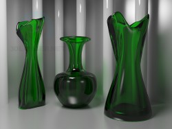 Floreros de cristal verde
