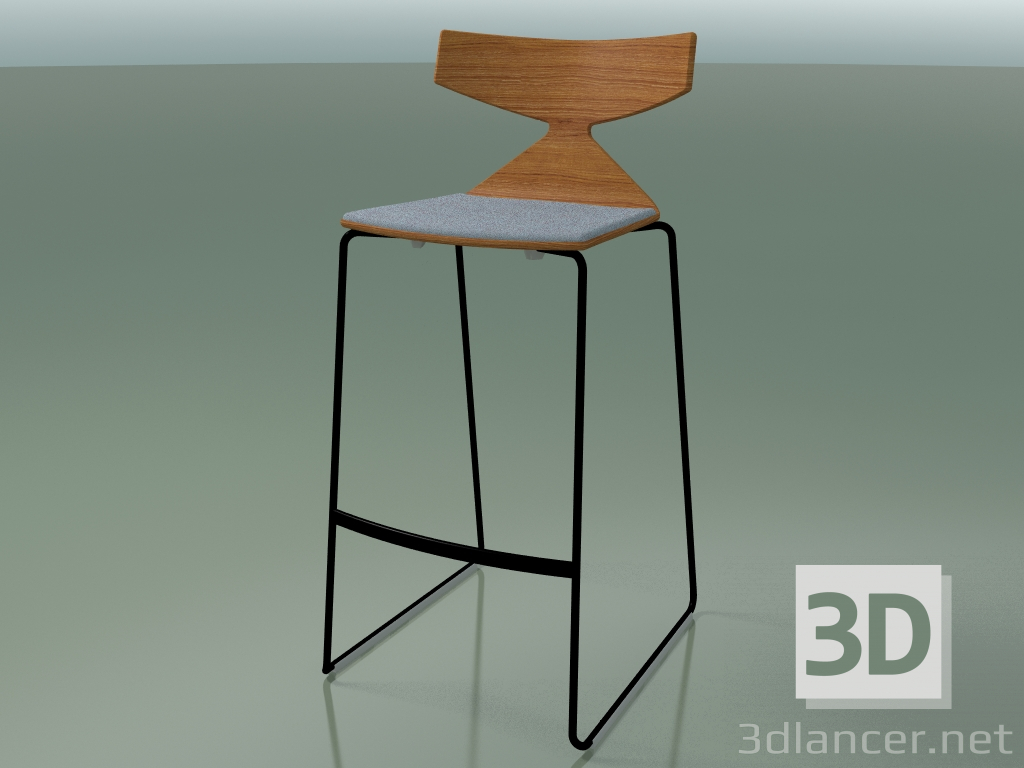 3d model Stackable Bar Stool 3713 (with cushion, Teak effect, V39) - preview