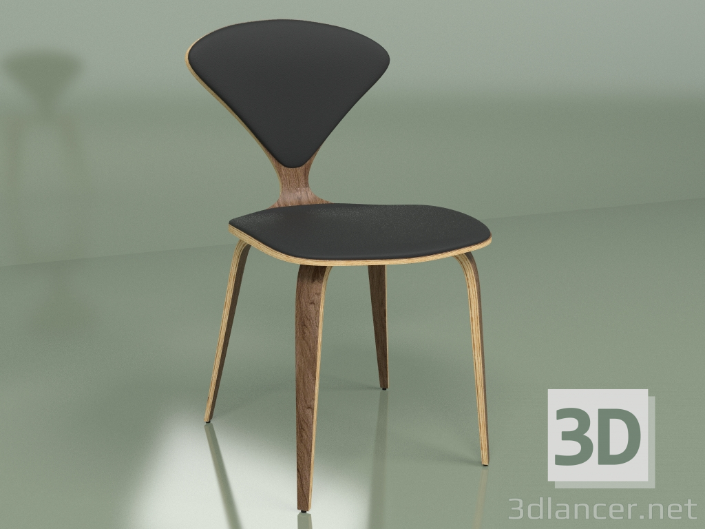 3D Modell Stuhl Cherner 2 (schwarzes Leder, Nussbaum) - Vorschau