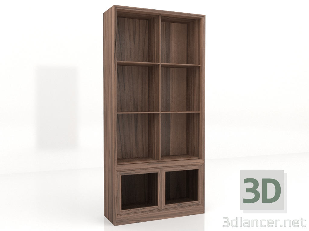 3d модель Стаціонарна книжкова шафа з низькими дверима 100х36х210 – превью