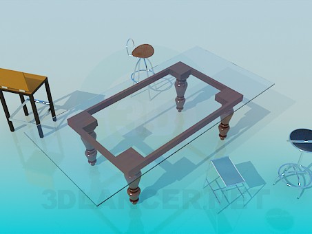 3D Modell Tisch und Stühle - Vorschau