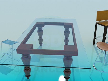 modelo 3D Mesa y sillas - escuchar modelo 3D Mesa y sillas - escuchar