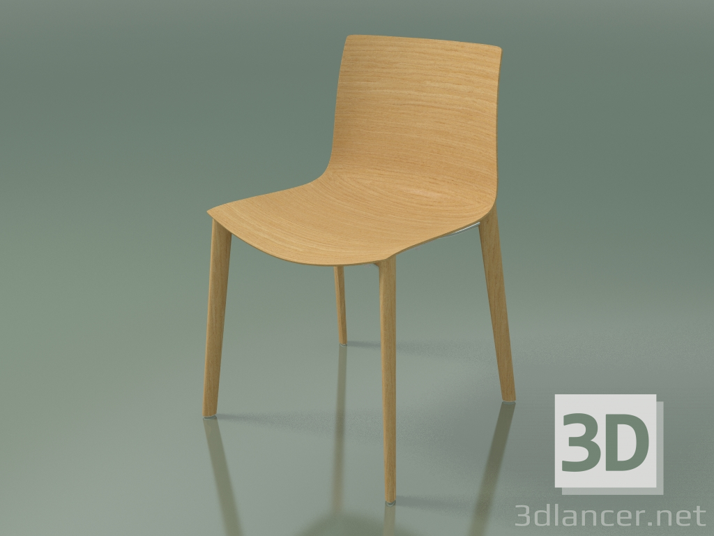 3D Modell Stuhl 0359 (4 Holzbeine, ohne Polsterung, natürliche Eiche) - Vorschau