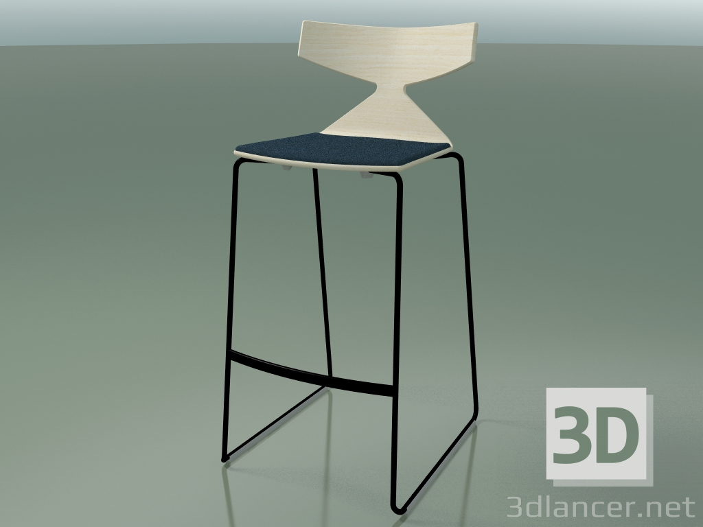 3d model Stackable Bar Stool 3713 (with cushion, White, V39) - preview