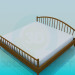 3d модель Двуспальная кровать с деревянными быльцами – превью