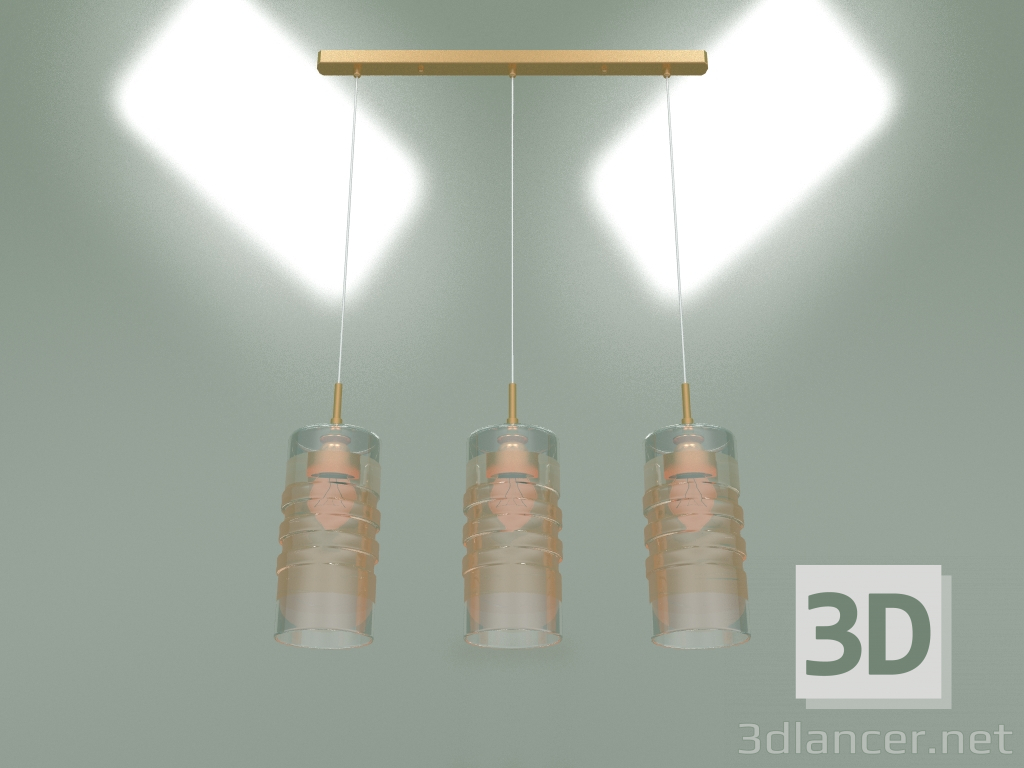 modello 3D Lampada a sospensione Block 50185-3 (oro) - anteprima