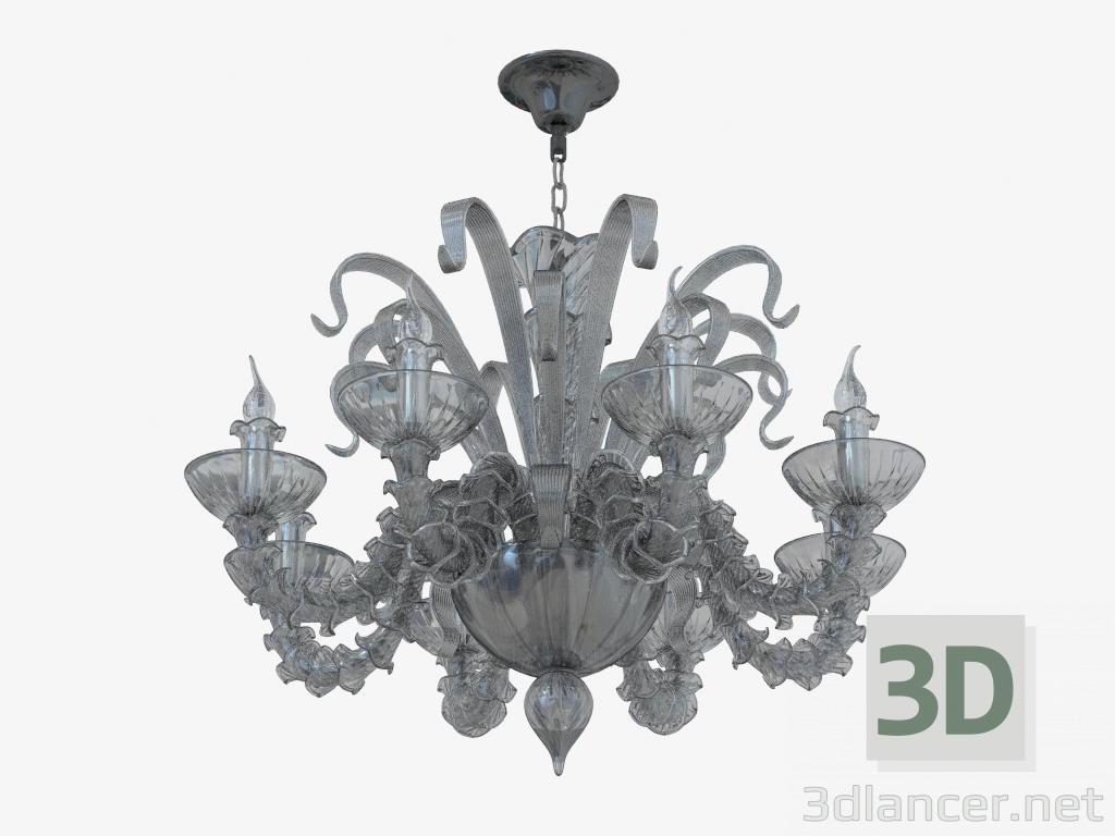 modello 3D vetro lampadario (S110188 8black) - anteprima