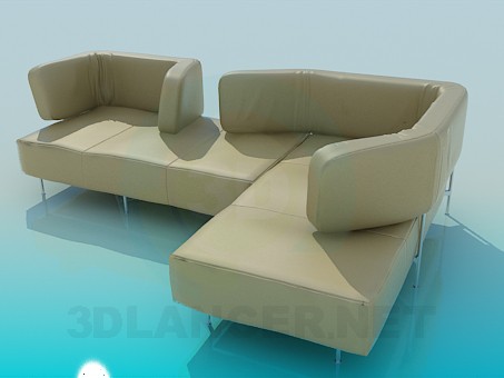 modelo 3D Sofá con un transformador de respaldo - escuchar modelo 3D Sofá con un transformador de respaldo - escuchar