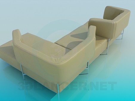 modelo 3D Sofá con un transformador de respaldo - escuchar modelo 3D Sofá con un transformador de respaldo - escuchar