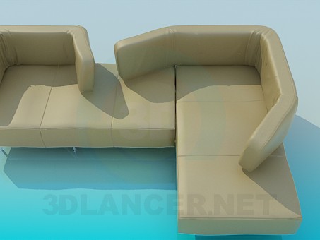 modelo 3D Sofá con un transformador de respaldo - escuchar modelo 3D Sofá con un transformador de respaldo - escuchar