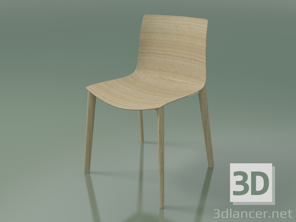 modello 3D Sedia 0359 (4 gambe in legno, senza rivestimento, rovere sbiancato) - anteprima