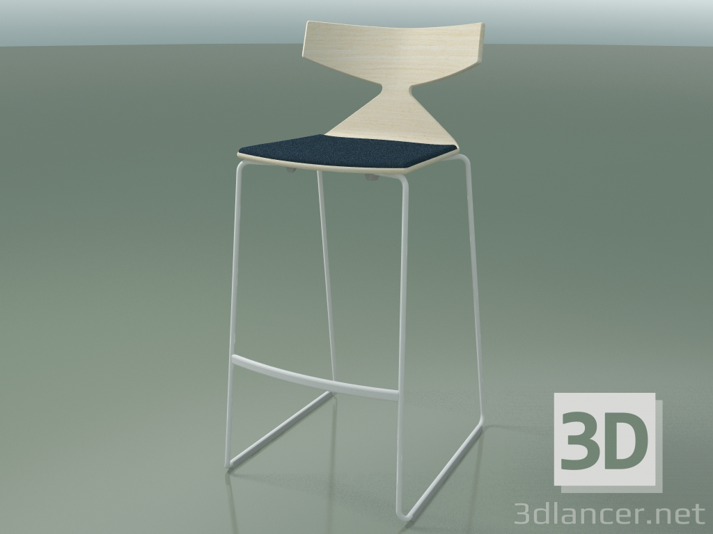 3d model Stackable Bar Stool 3713 (with cushion, White, V12) - preview