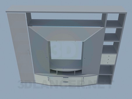3d модель Шкаф-стенка для гостинной – превью 3d модель Шкаф-стенка для гостинной – превью