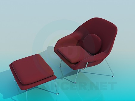 modelo 3D Conjunto de silla y otomano - escuchar modelo 3D Conjunto de silla y otomano - escuchar