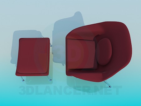 modelo 3D Conjunto de silla y otomano - escuchar modelo 3D Conjunto de silla y otomano - escuchar