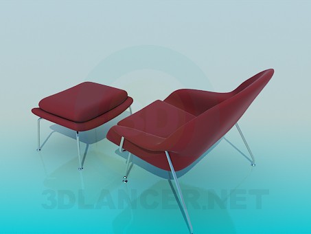 modelo 3D Conjunto de silla y otomano - escuchar modelo 3D Conjunto de silla y otomano - escuchar