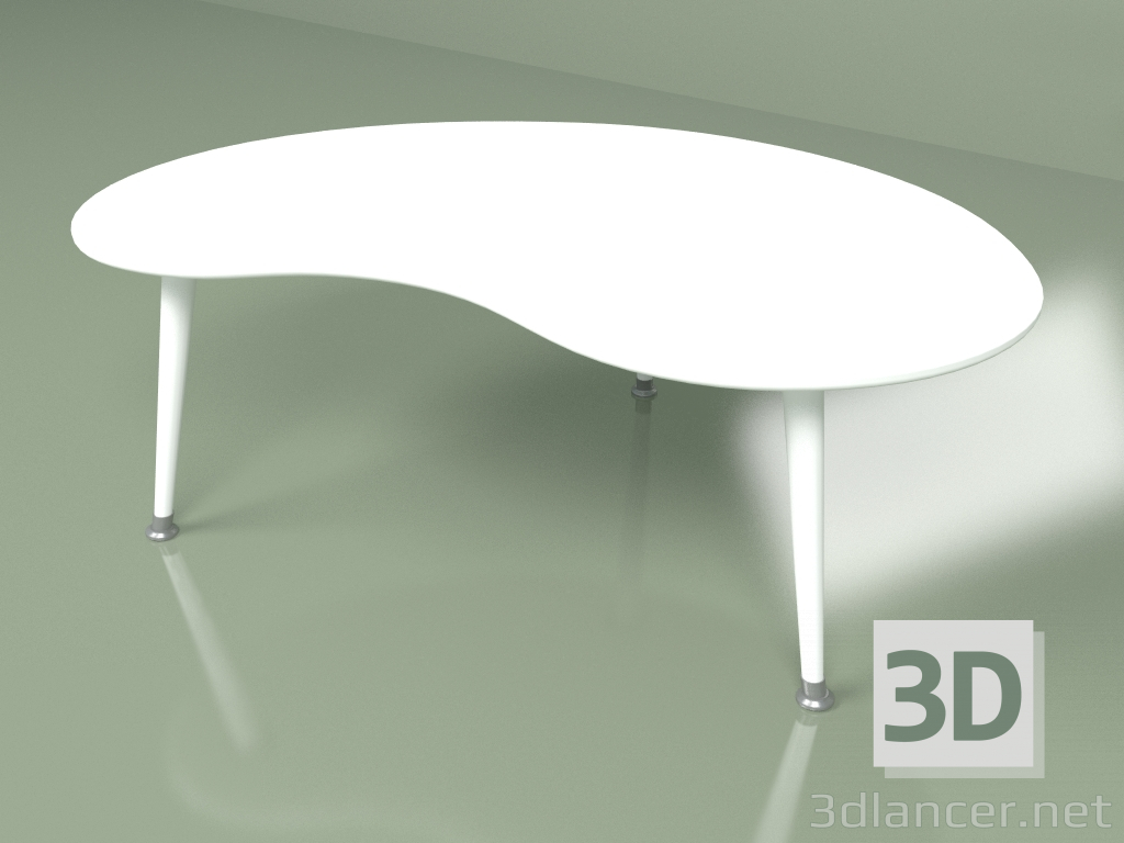 modèle 3D Table basse Kidney monochrome (blanc) - preview