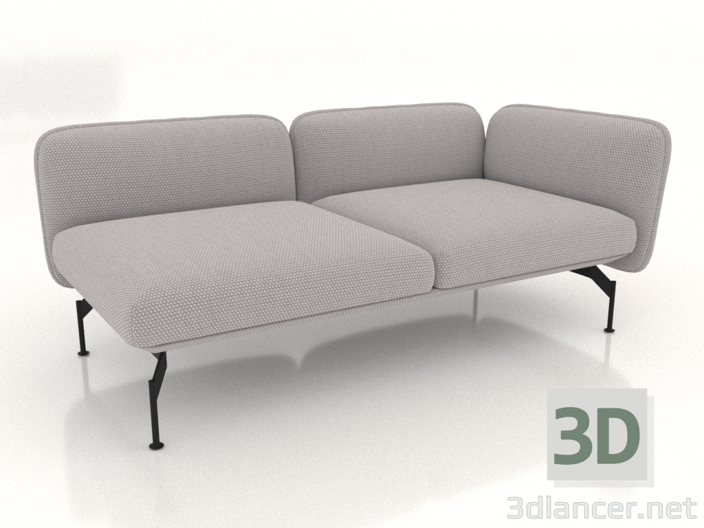 3D modeli Sağda kolçaklı 2 kişilik kanepe modülü - önizleme