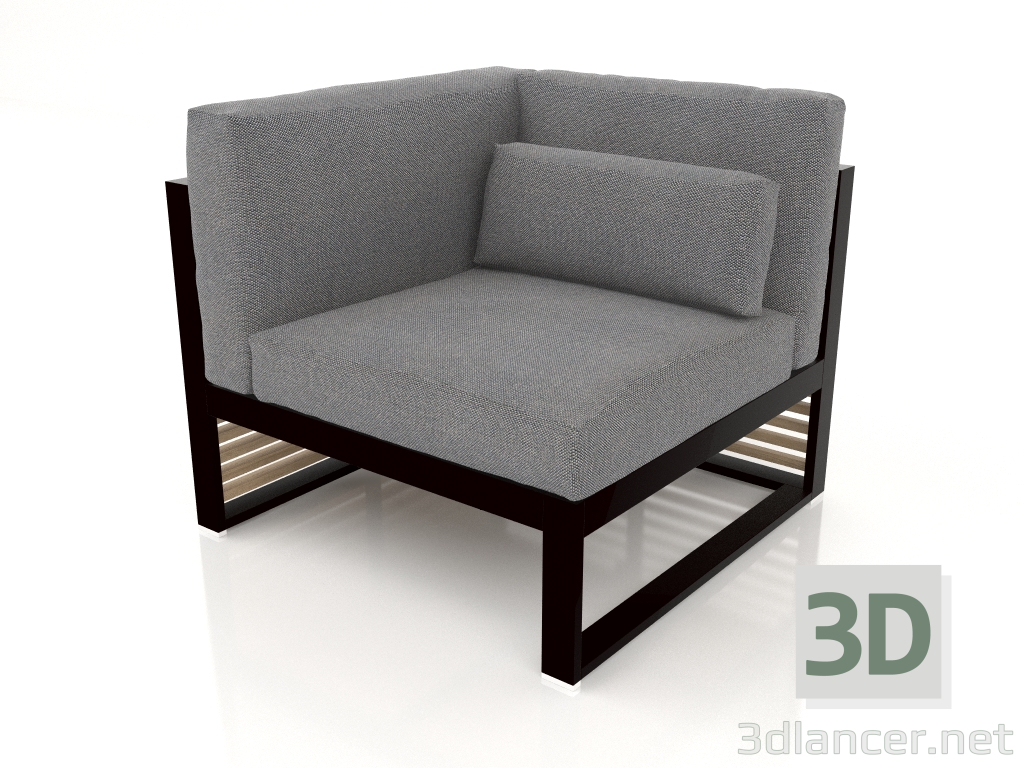 3d model Modular sofa, section 6 left, high back (Black) - preview