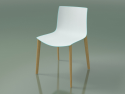 Stuhl 0355 (4 Holzbeine, zweifarbiges Polypropylen, natürliche Eiche)