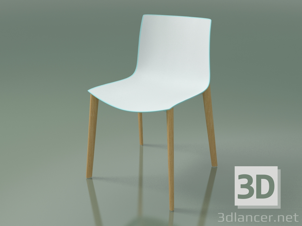 modello 3D Sedia 0355 (4 gambe in legno, polipropilene bicolore, rovere naturale) - anteprima