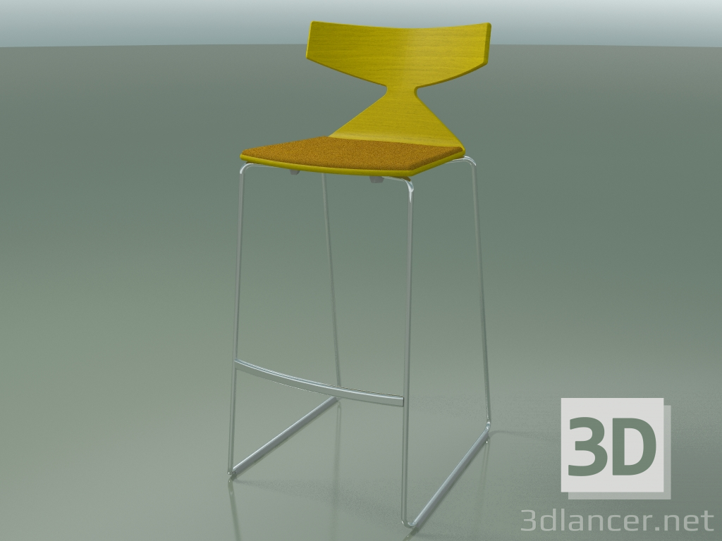 3D Modell Stapelbarer Barhocker 3713 (mit Kissen, Gelb, CRO) - Vorschau