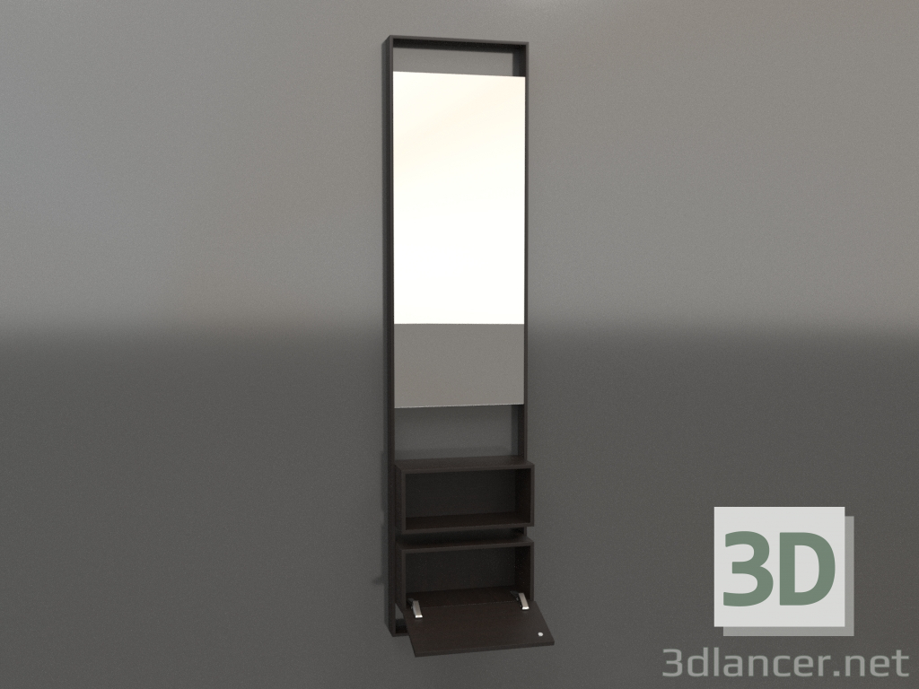 modello 3D Specchio (con cassetto a giorno) ZL 16 (legno marrone scuro) - anteprima