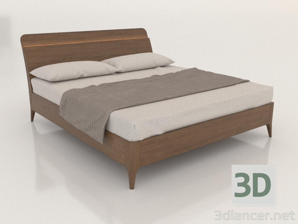 3 डी मॉडल डबल बेड 1600x2000 (भूरा) - पूर्वावलोकन