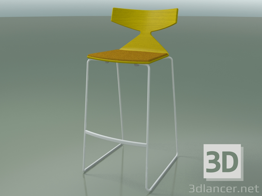 3D Modell Stapelbarer Barhocker 3713 (mit Kissen, Gelb, V12) - Vorschau