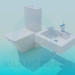 3d model Toilet and wash basin set - preview