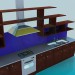 3d модель Кухонный гарнитур с вытяжкой и полочками – превью