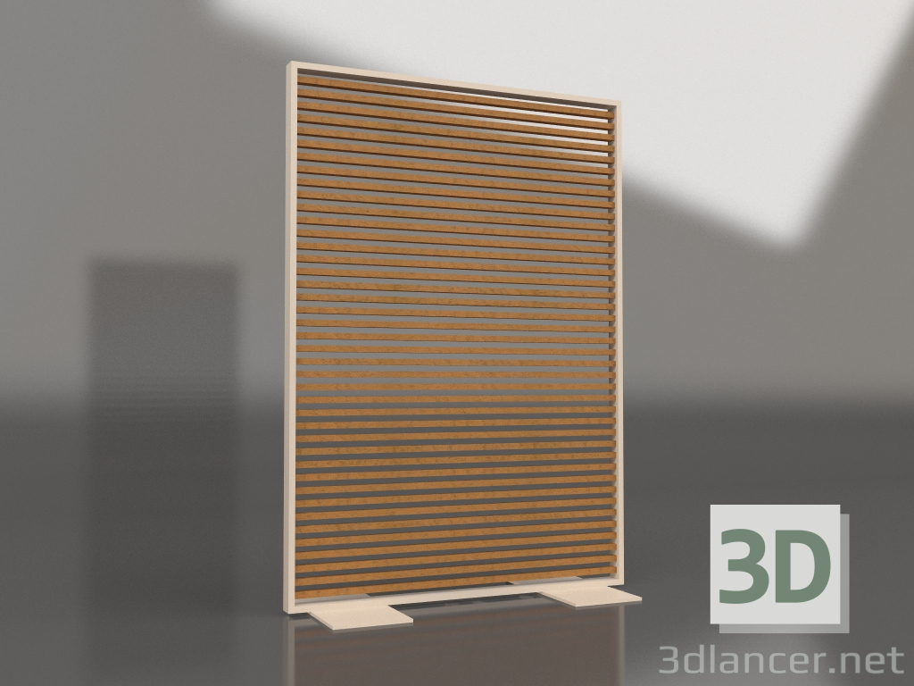 3d model Mampara de madera artificial y aluminio 120x170 (Roble dorado, Arena) - vista previa