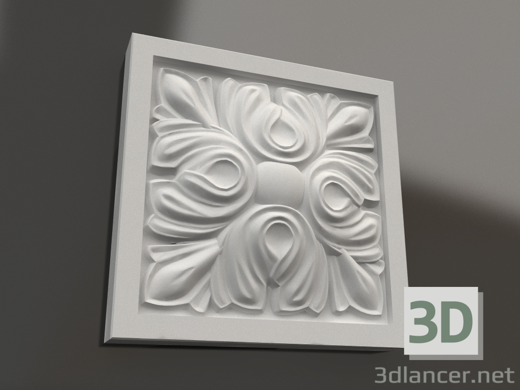 Modelo 3d Elemento decorativo de gesso DE 023 (95x95x23) - preview