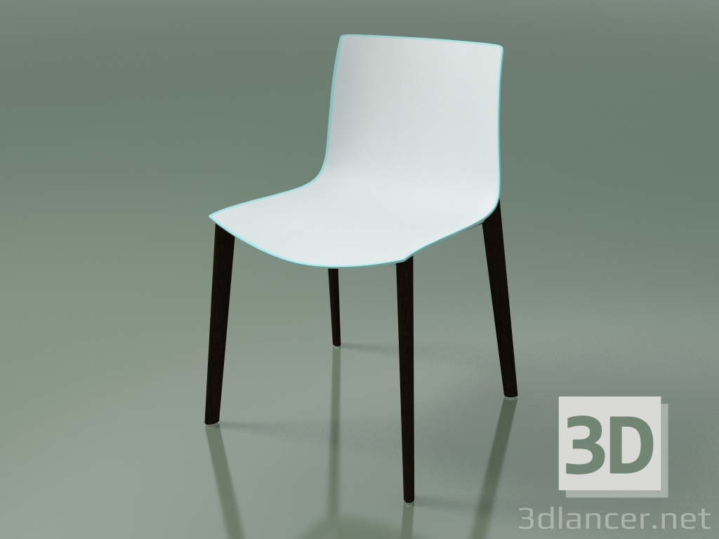 modello 3D Sedia 0355 (4 gambe in legno, polipropilene bicolore, wengè) - anteprima