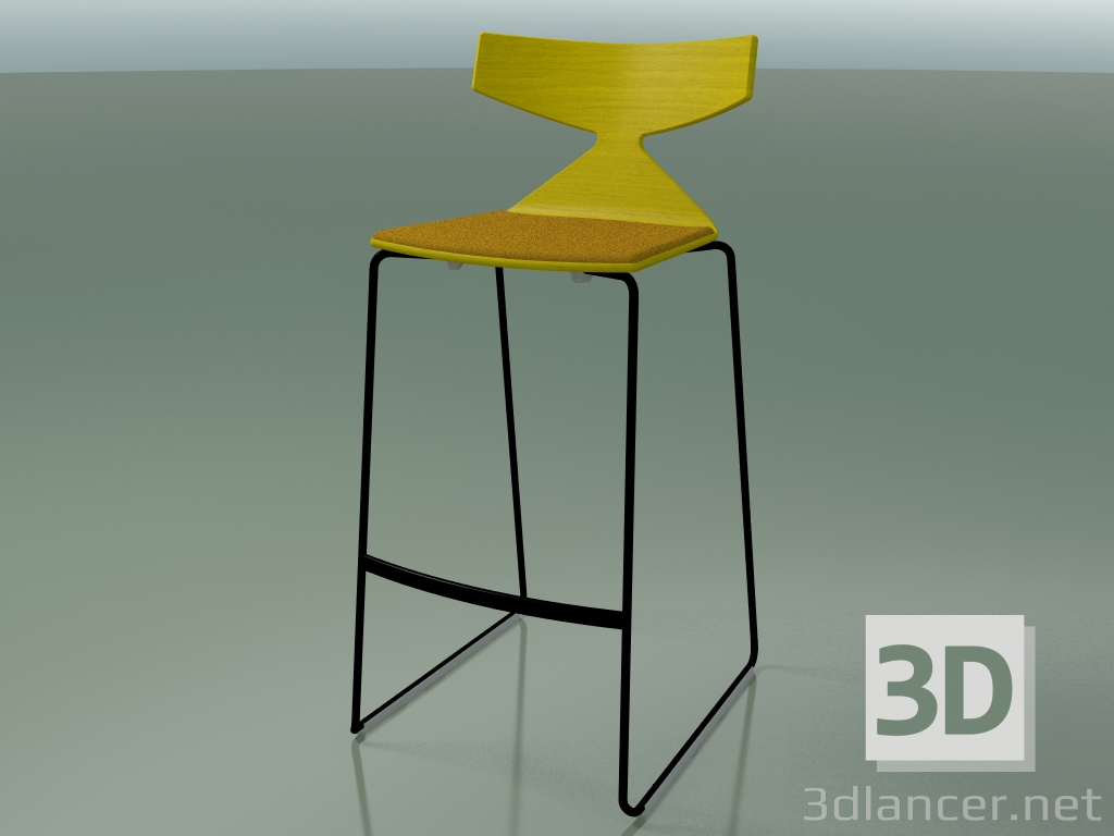 3d model Stackable bar stool 3713 (with pillow, Yellow, V39) - preview