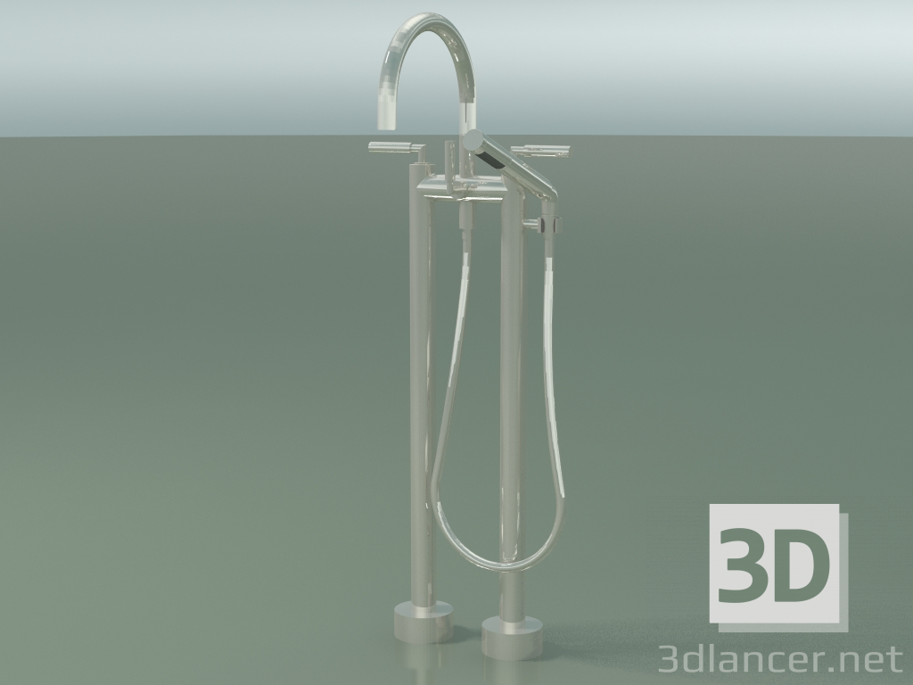 modello 3D Miscelatore vasca due fori per installazione a pavimento (25943 882-08) - anteprima
