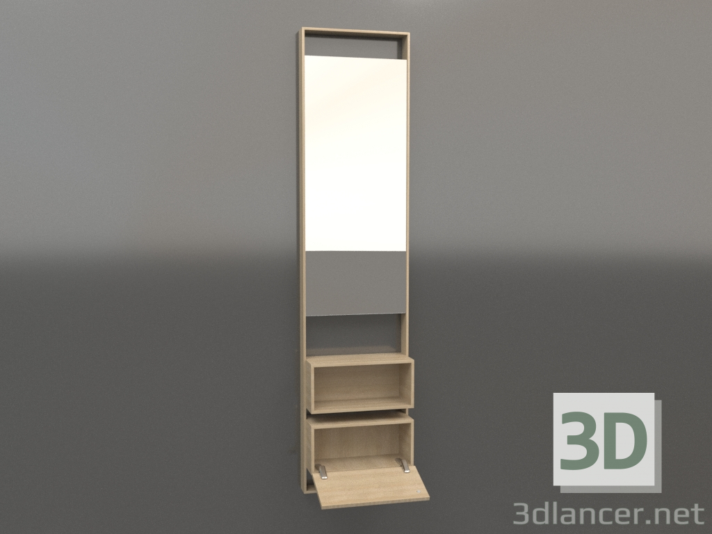 3D Modell Spiegel (mit offener Schublade) ZL 16 (Holz weiß) - Vorschau