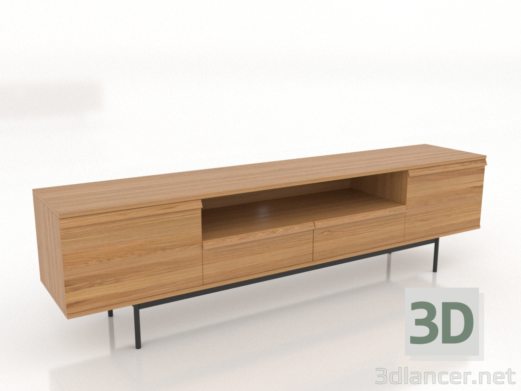 modello 3D Mobile TV LARGE OPEN 2 2000 mm (rovere naturale) - anteprima modello 3D Mobile TV LARGE OPEN 2 2000 mm (rovere naturale) - anteprima