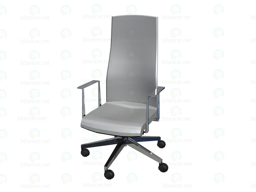modèle 3D Chaise de bureau avec dossier fixe et accoudoirs fixes hautes - preview