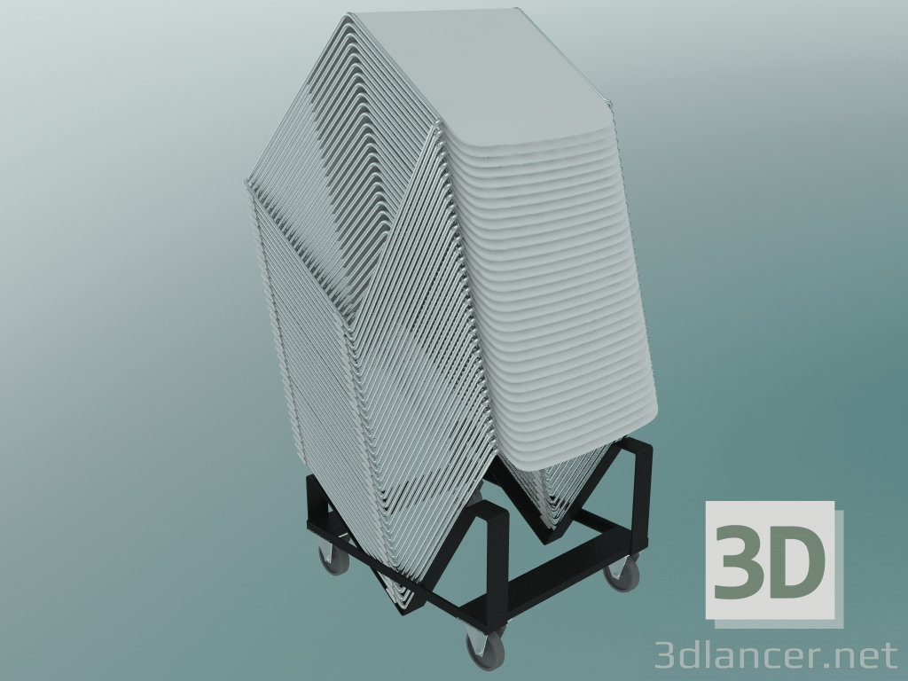 modello 3D Pila di tavoli per uno con un carrello - anteprima