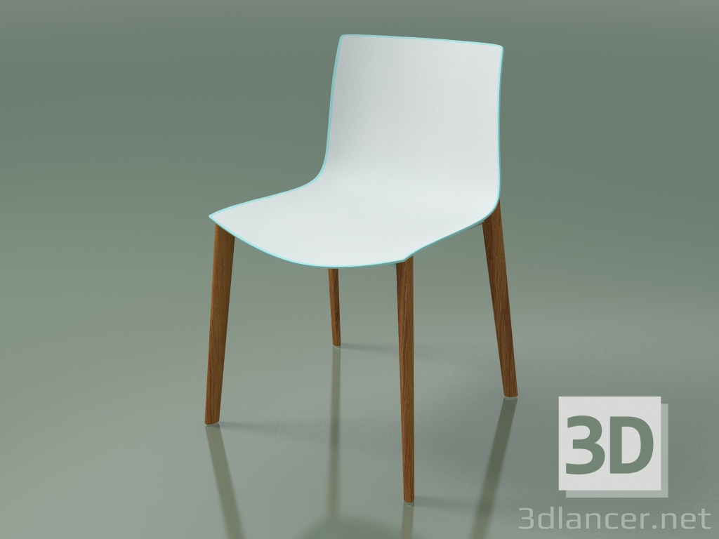 modello 3D Sedia 0355 (4 gambe in legno, polipropilene bicolore, effetto teak) - anteprima