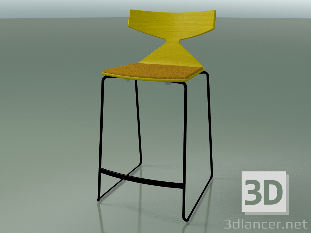 modello 3D Sgabello da bar impilabile 3712 (con cuscino, giallo, V39) - anteprima