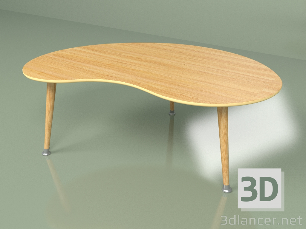 modello 3D Tavolino Impiallacciatura di rene (giallo ocra) - anteprima