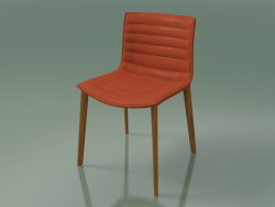 Cadeira 0356 (4 pernas de madeira, estofada, efeito teca)