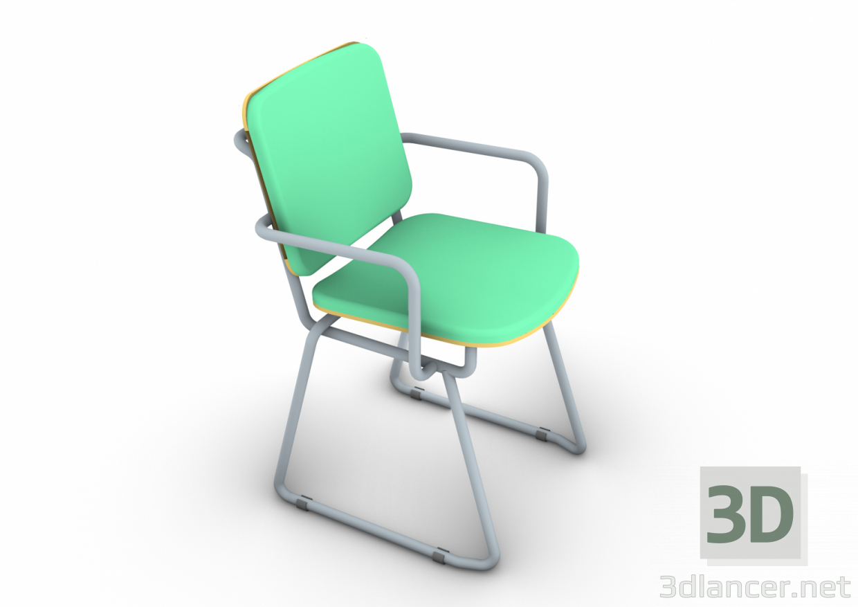 modello 3D sedia imbottita in metallo - anteprima